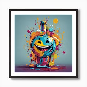 Smiley Face On A Bottle Art Print