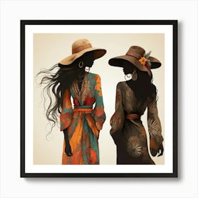 Boho Art Women silhouettes 1 Art Print