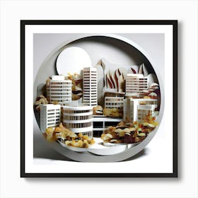 Quilling paper sculpture Cityscape Building Art Print