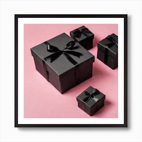 Black Gift Boxes Art Print