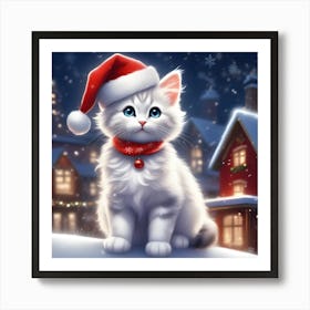 Cute Christmas Kitten 3 Art Print