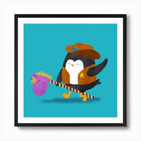 Cowboy Penguin Art Print