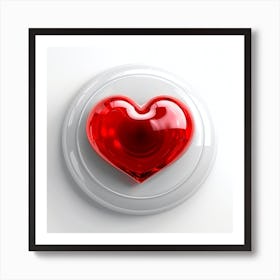 Heart Button On White Background Art Print