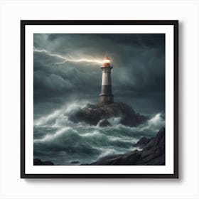 Stormy Lighthouse Art Print