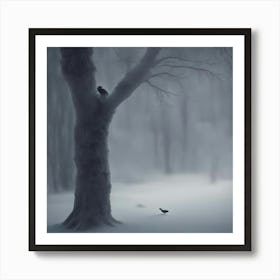 Crow In The Snow Art Print