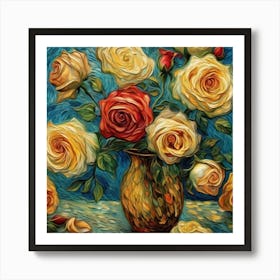 Roses In A Vase Art Print