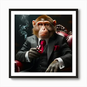 Smoking Monkey Art Print