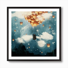 Love Wish Lanterns Flight Art Print
