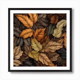 Autumn Leaves Seamless Pattern Art Print