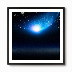 Cosmos Themed Illustration Capturing The Essence Of Elemental Magic With A Bright Double Star Patte Art Print