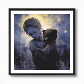 Girl With A Teddy Bear Art Print