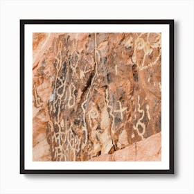 Petroglyphs On Rock Square Art Print