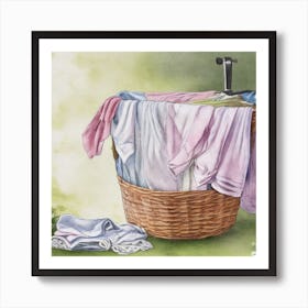 Laundry Day Art Print Laundry Basket Art Print