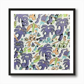 Purple Orange Green Blue Cartoon Art Print