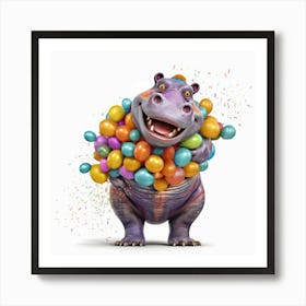 Birthday Hippo 2 Art Print