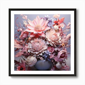 Pink Flowers In A Vase 1 Art Print