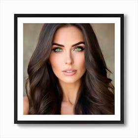 Beautiful Woman With Green Eyes Art Print