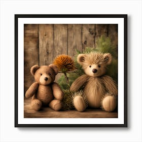 Toy Bear And Hedgehog Design Poster