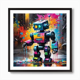 Robot In A City Art Print