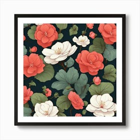 Flowers of Begonia, Vector art Art Print