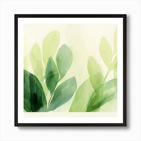 Watercolor Of Green Leaves 1 Art Print