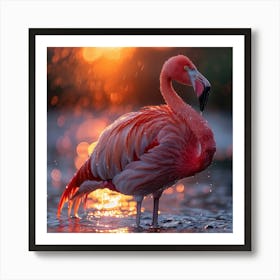 Flamingo At Sunset 1 Art Print