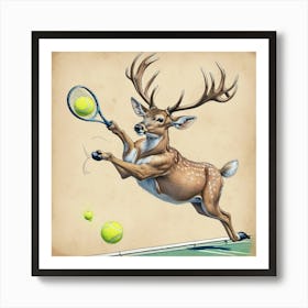 Deer Tennis Art Print