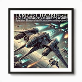 A Sci Fi Illustration Of The Tempest Harbinger, A Large Scale Fleet Engagement Art Print