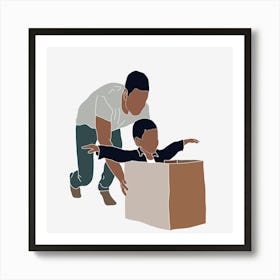 Father And Son In A Box Father's Day Art Print