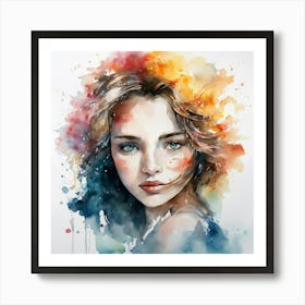 Watercolor Of A Girl Art Print