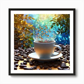 Coffee Cup With Coffee Beans 4 Art Print