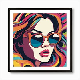 Girl with orange sunglasses Art Print