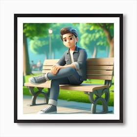 Young boy thinking about something, peaceful Art Print