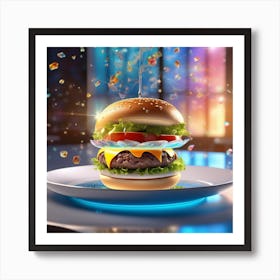 Burger On A Plate 53 Art Print