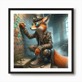 Steampunk Fox 3 Art Print