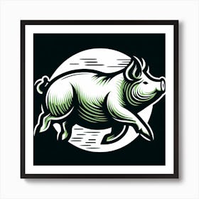 Pig In The Moon Art Print