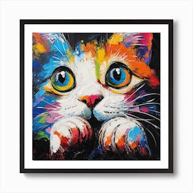 Colorful Cat Painting Art Print