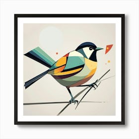 Abstract modernist Tit bird Art Print