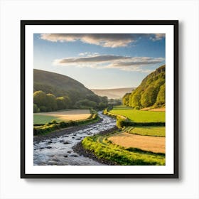 English Valley In The Morning With Runrise (7) Art Print