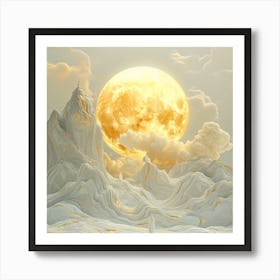 Golden Full Moon In The Sky Art Print