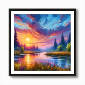 Sunset By The River 5 Art Print