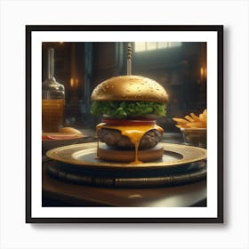 Burger On A Plate 128 Art Print