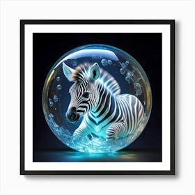 Firefly Bioluminescent Baby Zebra Sleeping In A Floating Bubble 9631 (2) Art Print