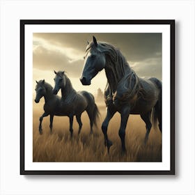 Horses In A Field 27 Art Print