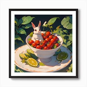 White Rabbit In A Bowl Art Print