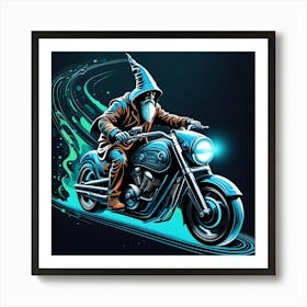 Gnome On A Motorcycle Art Print