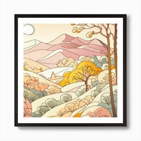 Dibujo Cerro Y Montaña Art Print