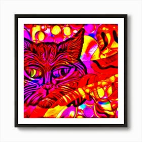 Psychedelic Cat Art Print