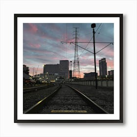 Sunset On The Tracks In New Orleans Art Print