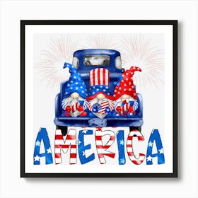 Trending American Gnome Gnomes Merica Truck 4th Of July Art Print